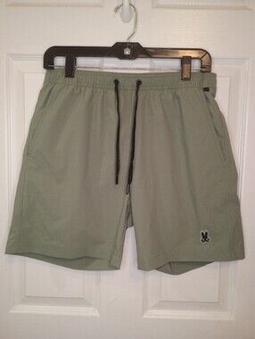 Psycho Bunny Men's Swim Trunks Hydrochromic Olive Green Size Small